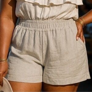 Charter Club Womens 100% Linen Shorts Neutral‎ Resort Quiet Luxury Old Money XL